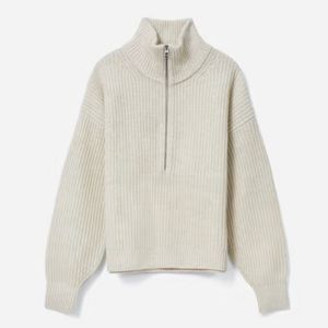 Everlane Felted Merino Half-Zip Sweater in Heathered Oat